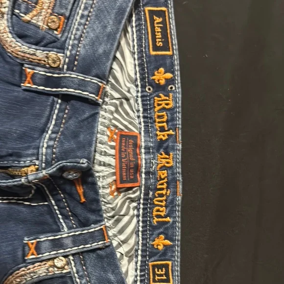 Miss Me Dark Blue Boot Cut Jeans with Gold Embellishments - Picture 3 of 3